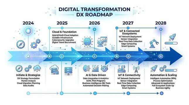 Digital Transformation DX Roadmap Timeline - 2024-2028