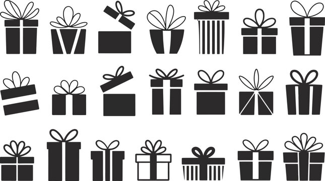 gift packaging icons present silhouettes for ecommerce labels