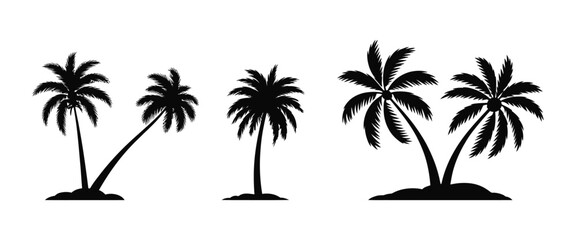 Palm Tree Silhouettes for Tropical Beach Landscapes, Summer Vacation Artwork, Travel Poster Design, Coastal Nature and Paradise Themes © LEECOO