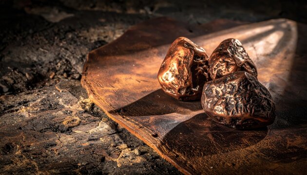 Raw copper ingots with irregular shapes and dull metallic sheen rest on a textured surface