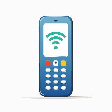 Blue mobile phone with Wi-Fi symbol on screen