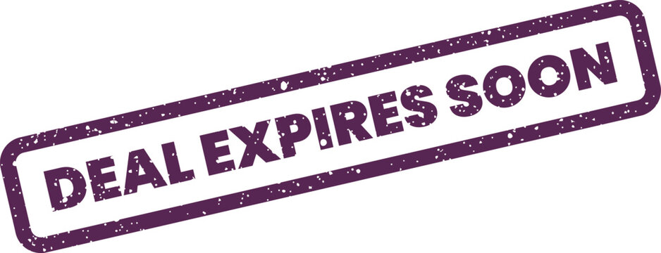 Rough textured rubber stamp design with the words deal expires soon for limited time offers