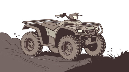 ATV drives on rugged terrain outdoors © Click Return