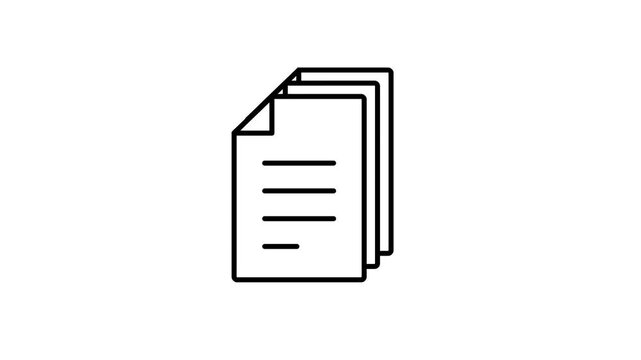 Document icon, many sheets, sheet of paper, animation of a document with lines of text. 4K video with chroma key, green screen for transparent background.