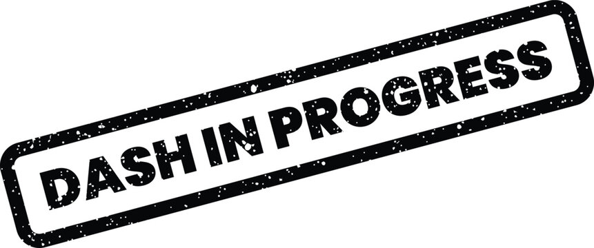 Text stamp icon showing the word dash in progress in a heavy grunge ink style