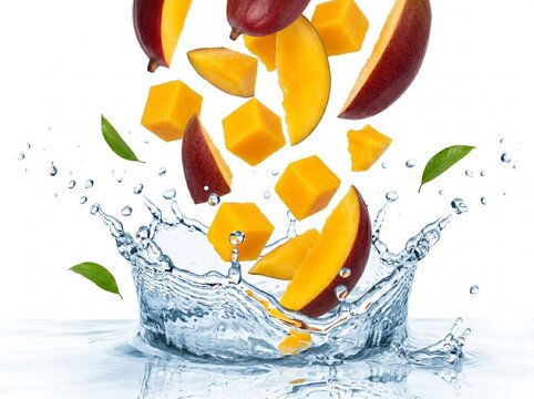fresh mengo in water splash