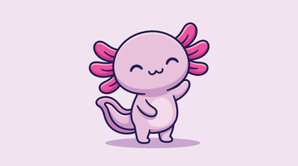 Fototapeta premium Cute Cartoon Axolotl Character Illustration.