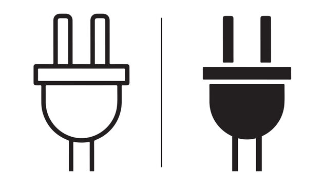 Electric Plug Icon: Two distinct icons representing an electric power plug, one outlined and the other solid black, symbolizing connectivity and energy