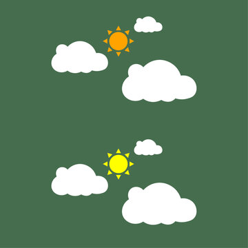 Ilustra&ccedil;&atilde;o vetorial minimalista de sol entre nuvens3