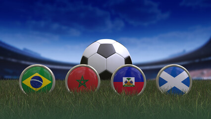 Badges with the flags of the teams in Group C of the 2026 Football 