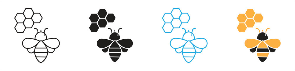 Honey Bee and Honeycomb Icon vectors illustration . © Shiuli