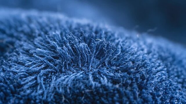 Close-up of Frost-Covered Blue Fabric Textures Highlighting Intricate Details and Softness