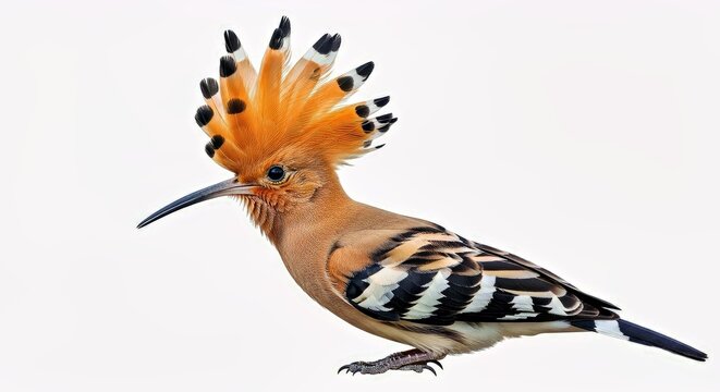 Hoopoe Bird With Vibrant Crest and Striped Wings