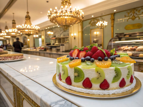 Colorful Sicilian cassata cake, luxury Italian dessert advertising