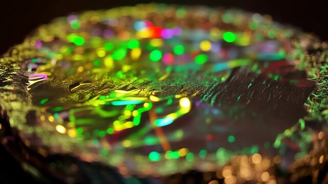 Close-up Macro Shot of a Vibrant Opal Gemstone with Play-of-Color.