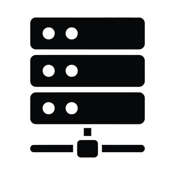 Server storage rack flat icon with technology computing database hardware
