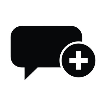 Speech bubble chat icon with add plus sign communication dialogue isolated