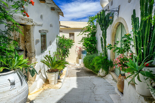 Beautiful and colorful Greece old street