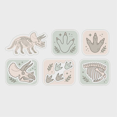 Cute fossil vector design of dinosaur friends for kids baby t-shirt © Dimas
