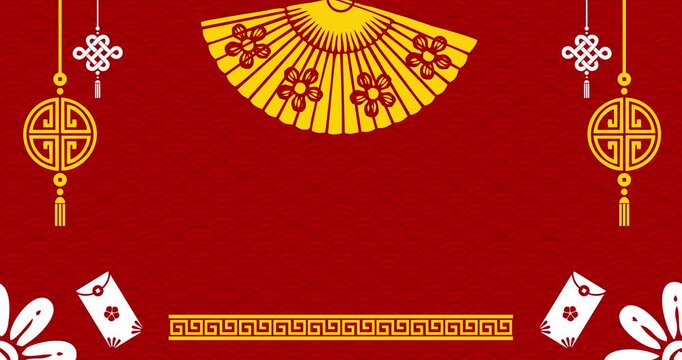 Red copy space animation with Chinese New Year ornament decoration