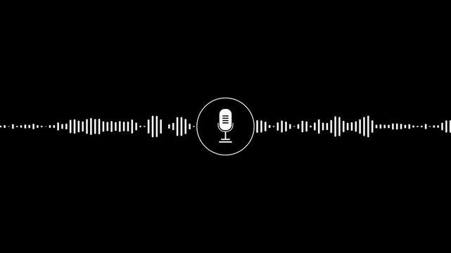 Voice recording and podcast mic microphone button icon animation. Audio microphone icon 4k video animation