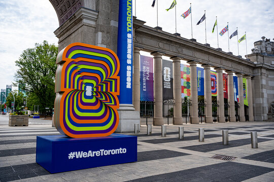 FIFA Fan Festival Toronto 2026 installation at Princes' Gates. Toronto, Canada - June 9, 2026.