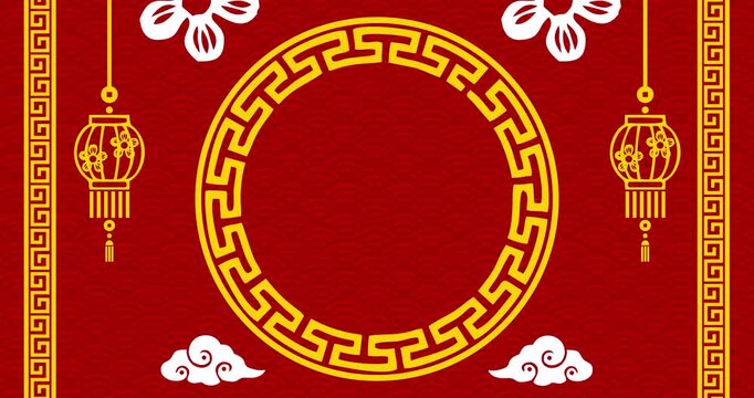 Red copy space animation with Chinese New Year ornament decoration