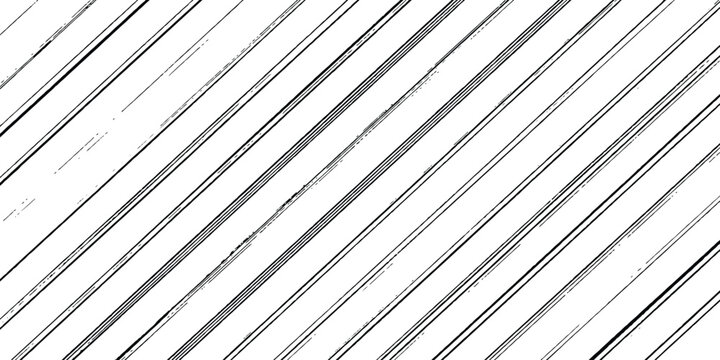 Abstract black and white diagonal grunge stripes texture with distressed parallel lines pattern vector illustration.
