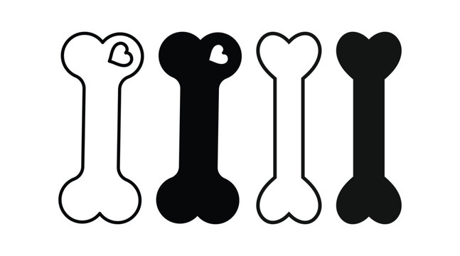 Dog Bone and Paw Icon Set &ndash; Pet Care, Puppy Nutrition & Animal Vector Collection