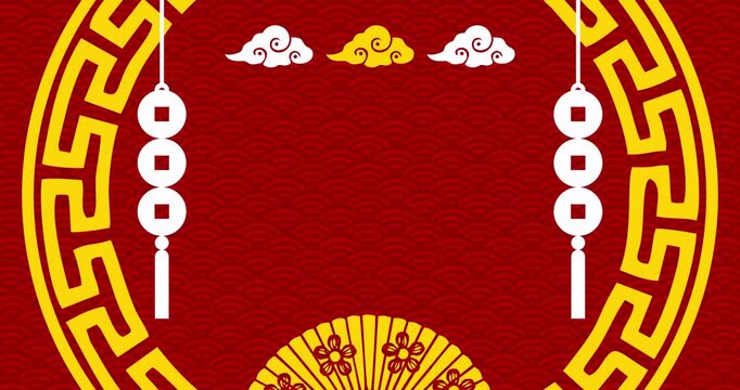 Red copy space animation with Chinese New Year ornament decoration