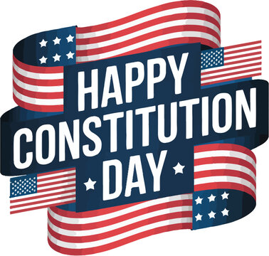 Happy Constitution Day Celebration Ribbon Graphic