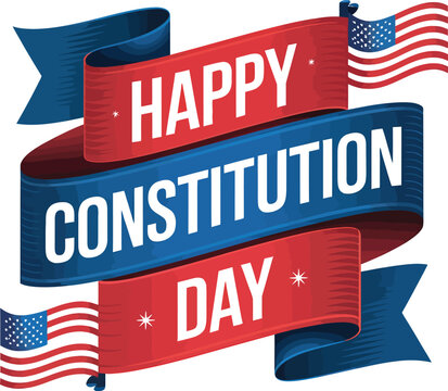 Happy Constitution Day Celebration Ribbon Graphic