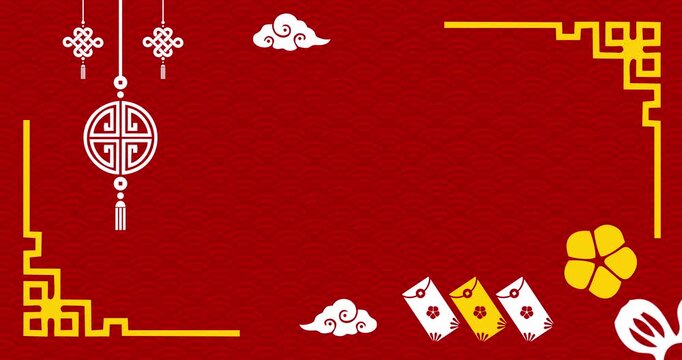Red copy space animation with Chinese New Year ornament decoration