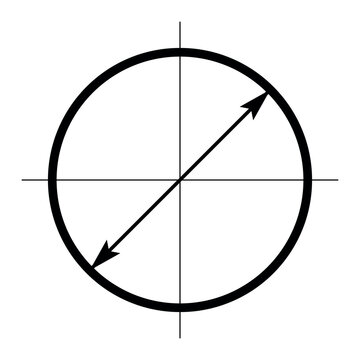 Diagonal vector circle icon with geometric coordinate plane symmetry