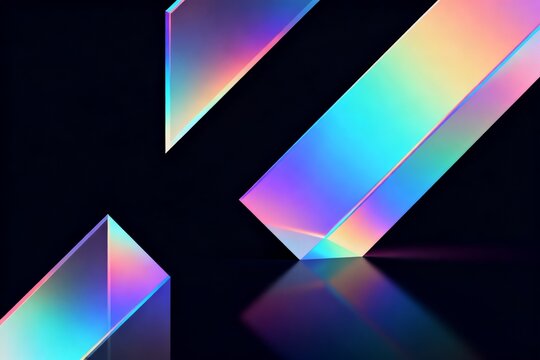 Abstract geometric shapes with iridescent colors