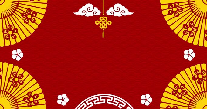 Red copy space animation with Chinese New Year ornament decoration