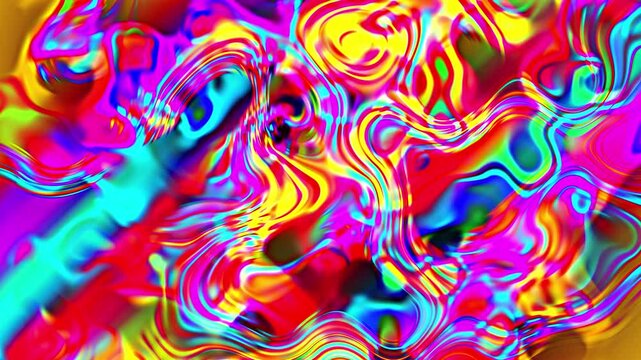 Gradient shimmering iridescent fabric surface. Waves of iridescent liquid animated. Iridescent reflective material. Glossy reflective wave. Holographic foil and opalescent with pearlescent background.
