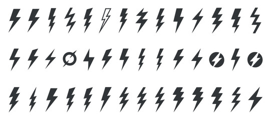 Fototapeta premium Lightning Bolt Silhouettes On Transparent Backdrop shapes