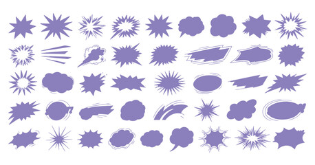 Explosion And Speech Bubble Collection Lavender Vector Illustration © MOHAMMAD