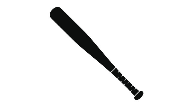 Black baseball bat silhouette on white background