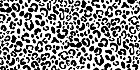 Black and white minimalist animal print pattern, leopard skin, modern spotted pattern for fabric and paper © Senaysky