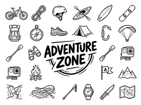 Adventure zone icons and symbols.