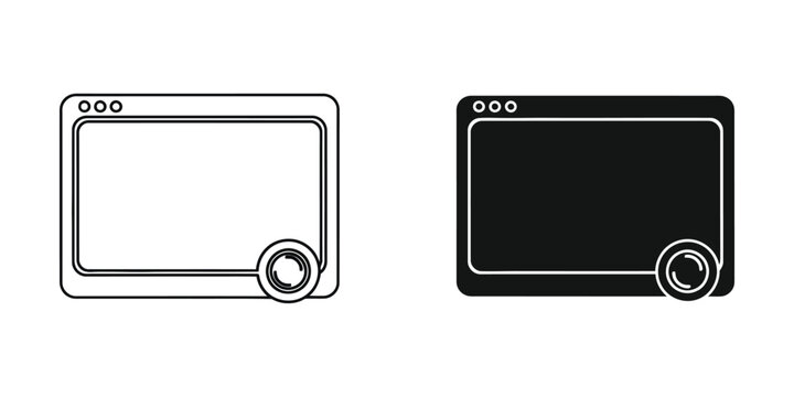 Web browser window outline and solid fill on white background for UI design concepts