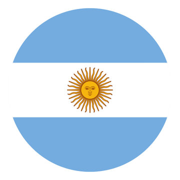argentina Flag Circle Icon Round Button Shape Flat Vector Illustration Isolated for Social Media App Design