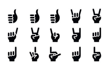 Fototapeta premium Set of human hands showing various gestures and symbols isolated on transparent background.