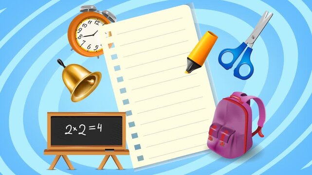Back to school video background with text space, Education background template with empty space, School blackboard animation with blank space