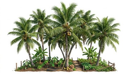 Fototapeta premium Lush tropical palm trees with green foliage in a natural setting
