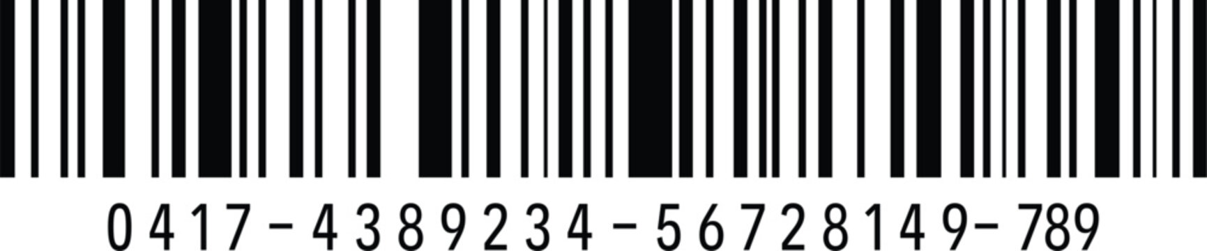 Black and White Barcode with Long Number Label Vector