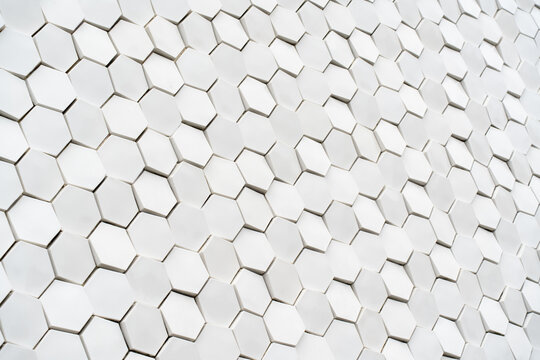 Abstract white hexagonal pattern wall texture