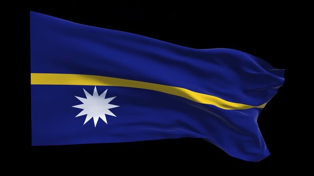 Professional animation of the Nauru flag waving in the wind, ideal for news content, travel videos, educational projects, cultural presentations, political topics, web banner use, and national holiday